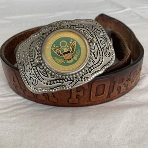 VTG Air Force Leather Belt with Belt Buckle Made In USA Size 36-38"